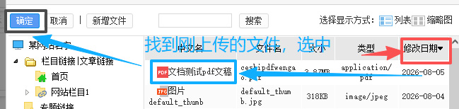 上传成功之后，再找到刚才的文件，点击选中，再点击左上角蓝色的“确定”按钮。